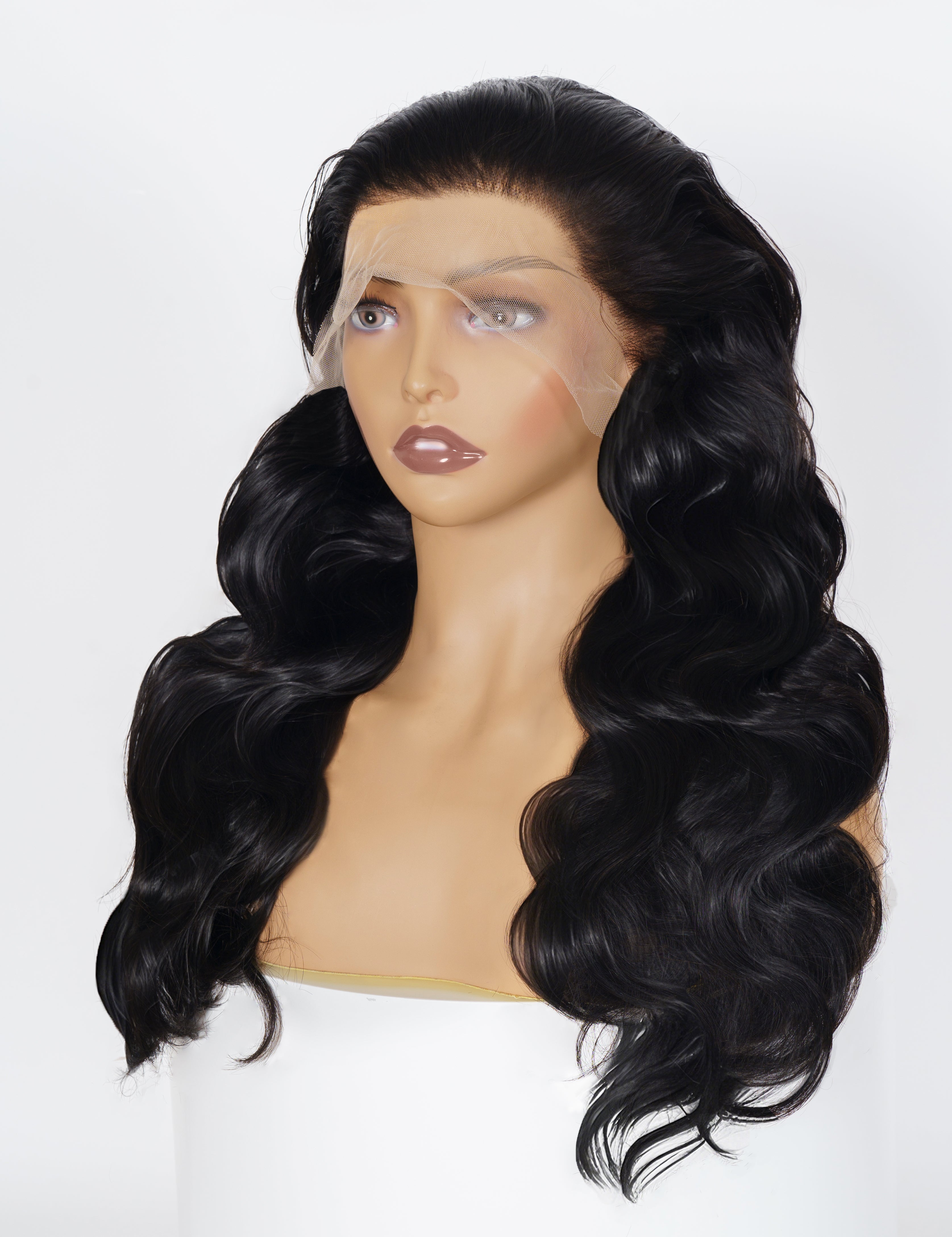 Eclipse003 Natural Black Wavy Human Hair Glueless Wig