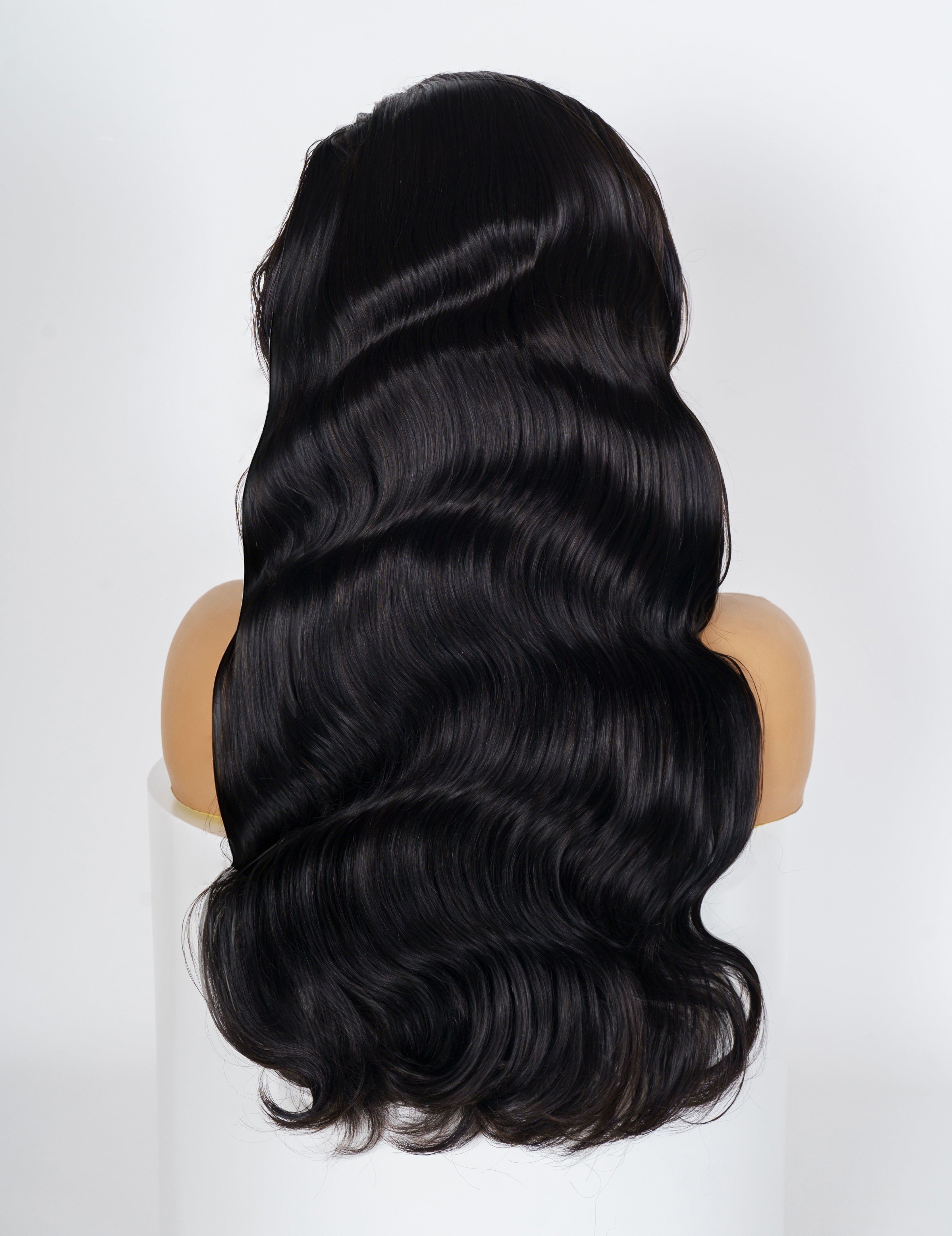 Eclipse003 Natural Black Wavy Human Hair Glueless Wig
