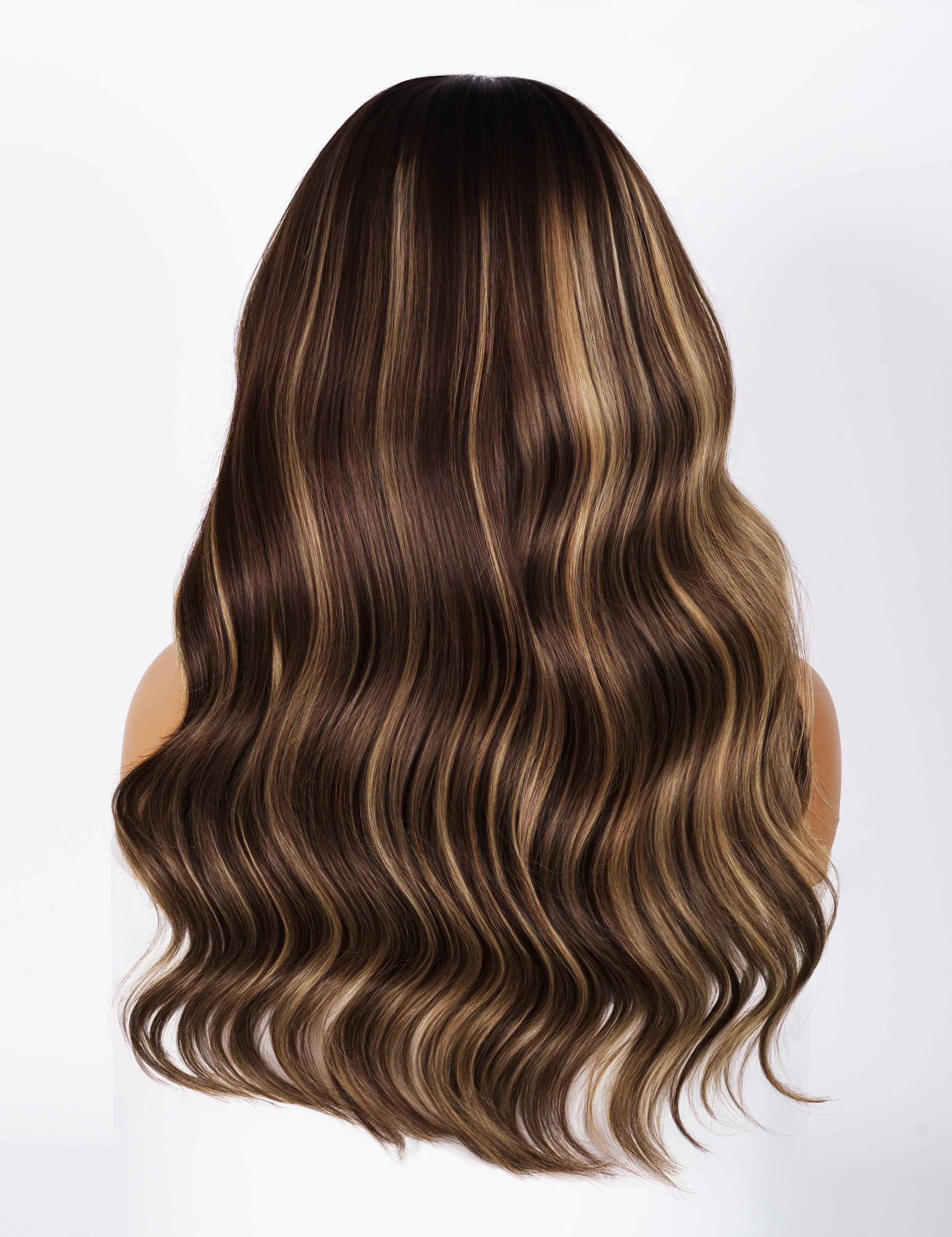 Galaxy003 Dark Brown with Blonde Highlight Wavy Wig