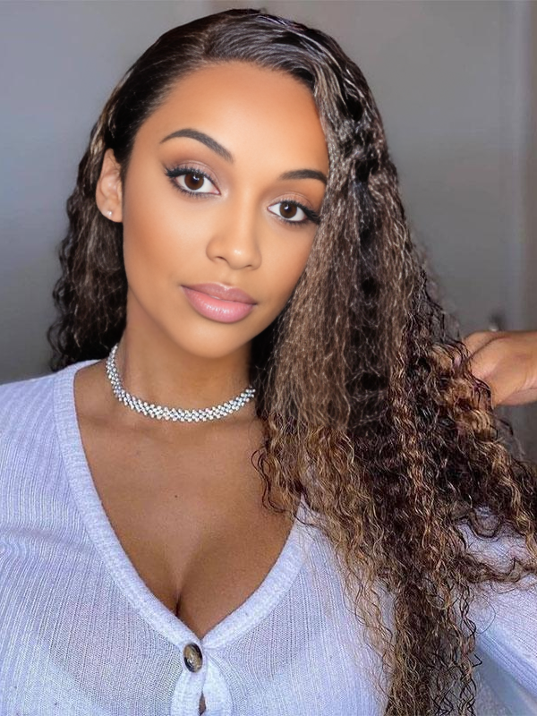 Curly Blonde Highlight 100% Human Hair Lace Wig