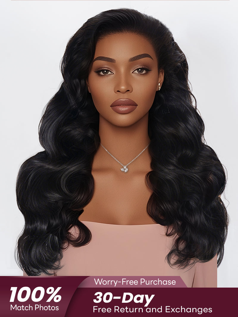 Eclipse003 Natural Black Wavy Human Hair Glueless Wig