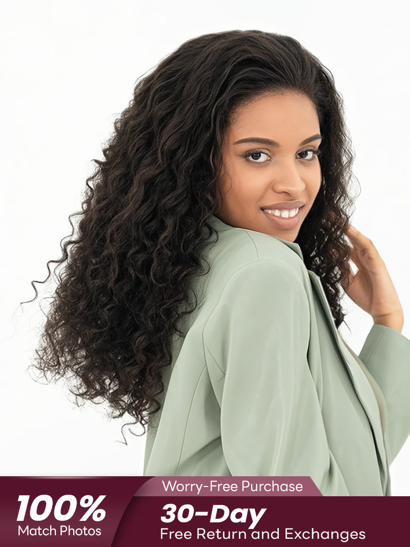FLASH SALE Eclipse004 Loose Curly Natural Black Human Hair 13x6 Lace Wig
