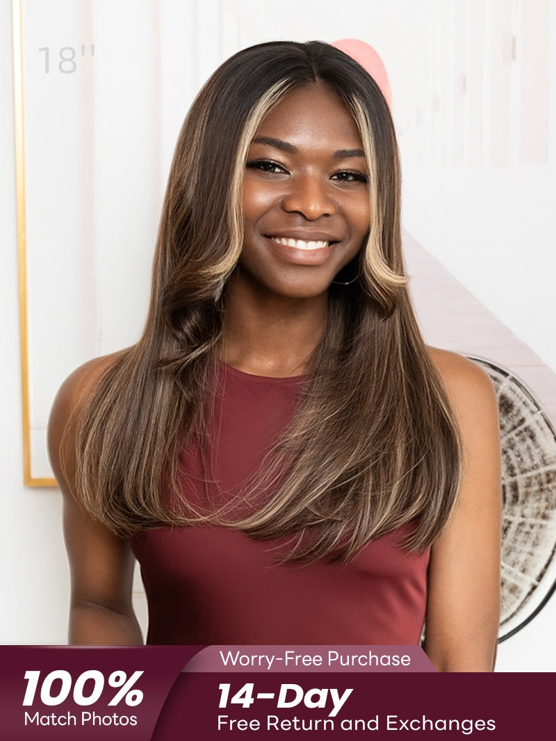 FLASH SALE Nebula005 Face Framing Brown Balayage 13x6 Glueless Lace Wig