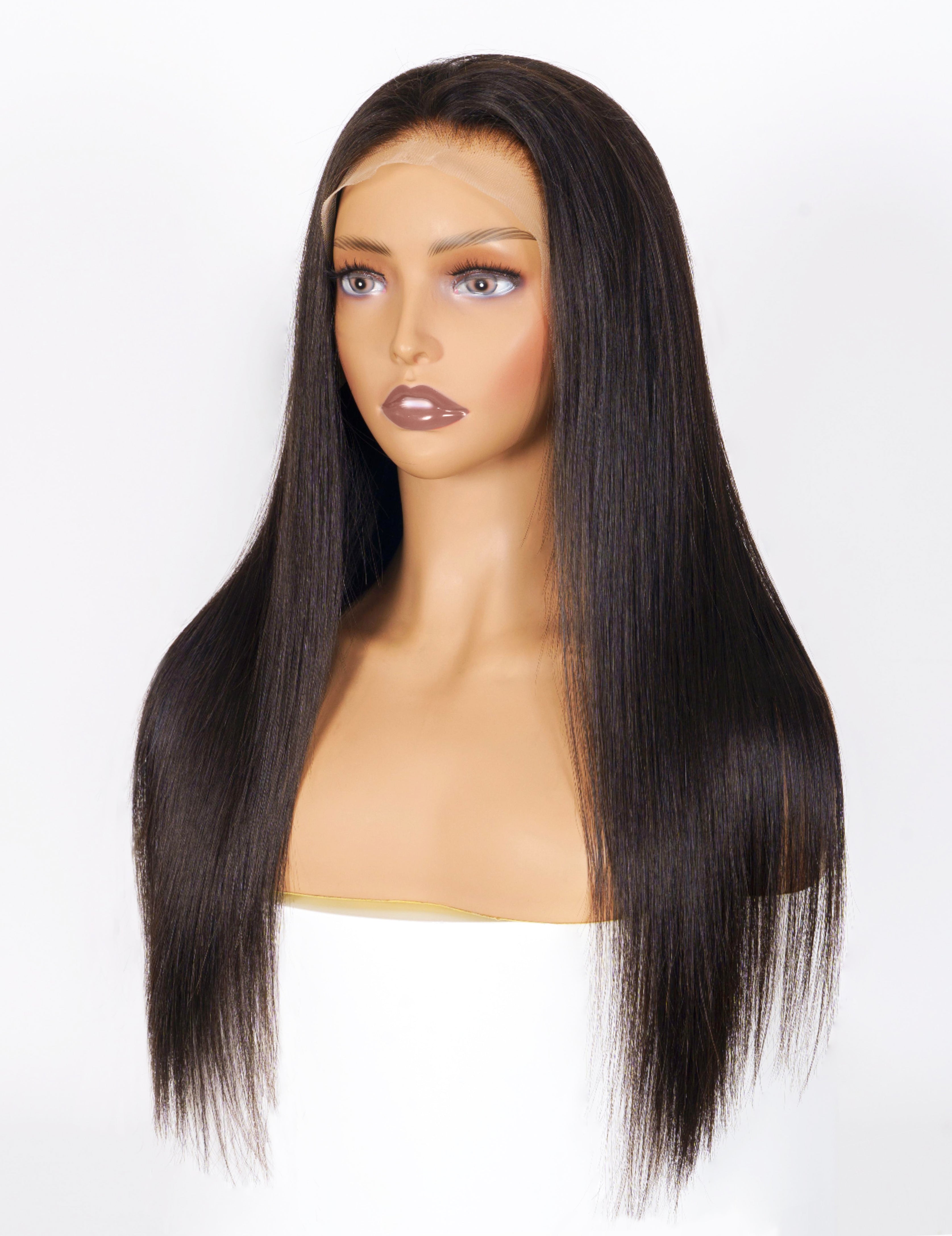 FLASH SALE Eclipse001 Natural Black Long Straight Human Hair 13x6 Lace Wig