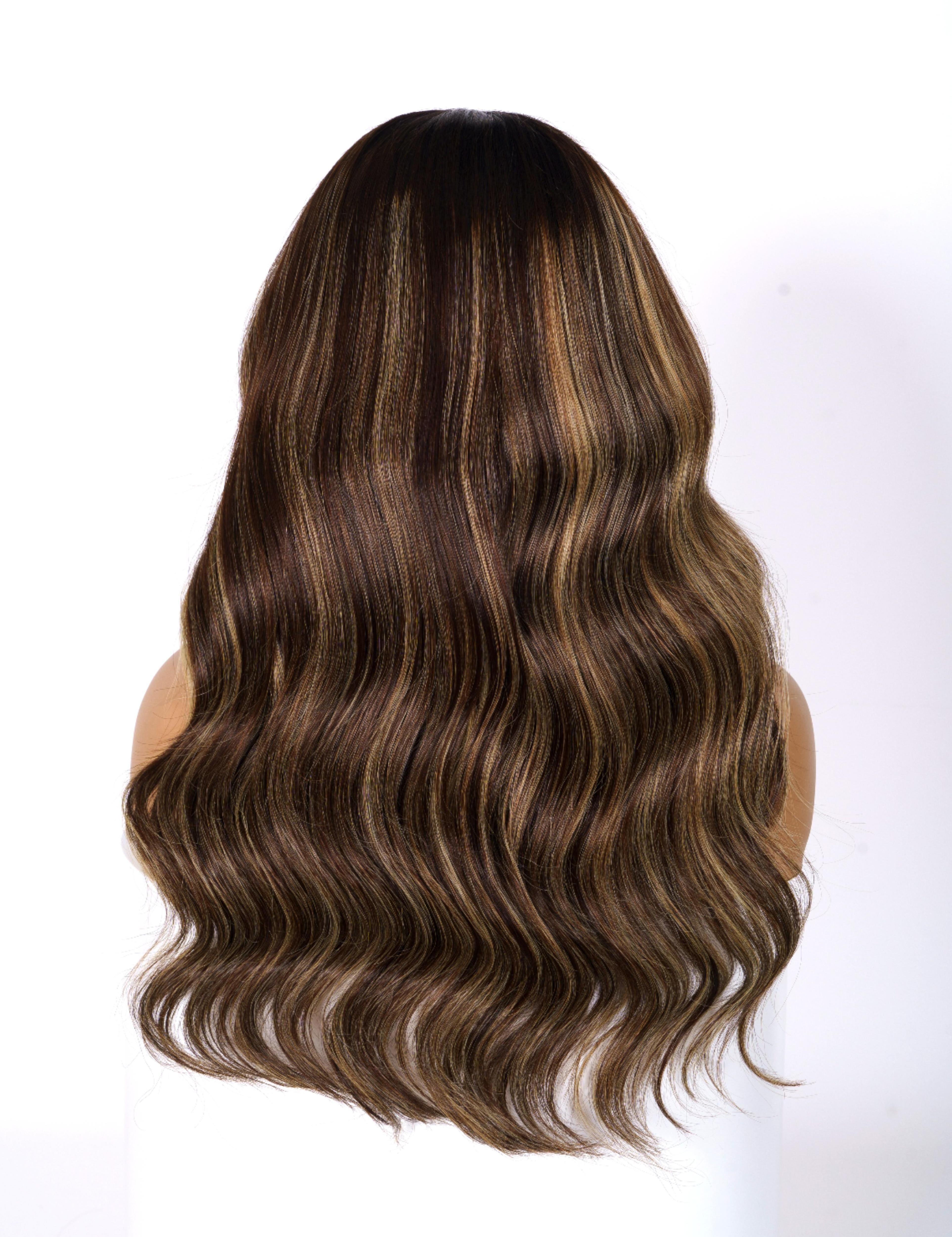 Galaxy001 Gorgeous Brown Blonde Highlight Glueless Wavy Wig